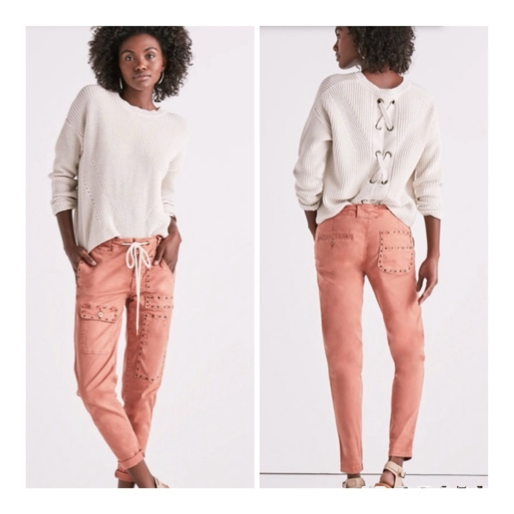 NEW Lucky Brand Size 25 Washed Apricot‎ Eyelets Mid-Rise Cargo Jeans